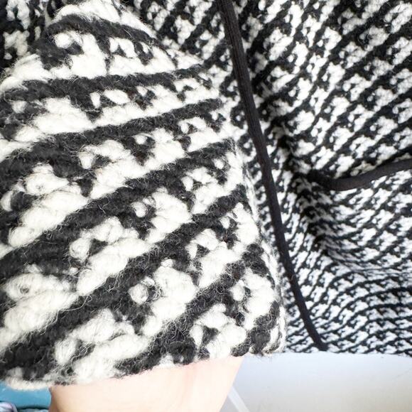 Talbots Wool Blend Sweater Coat Jacket Hidden Snap Buttons Houndstooth Style 1X - Picture 6 of 13